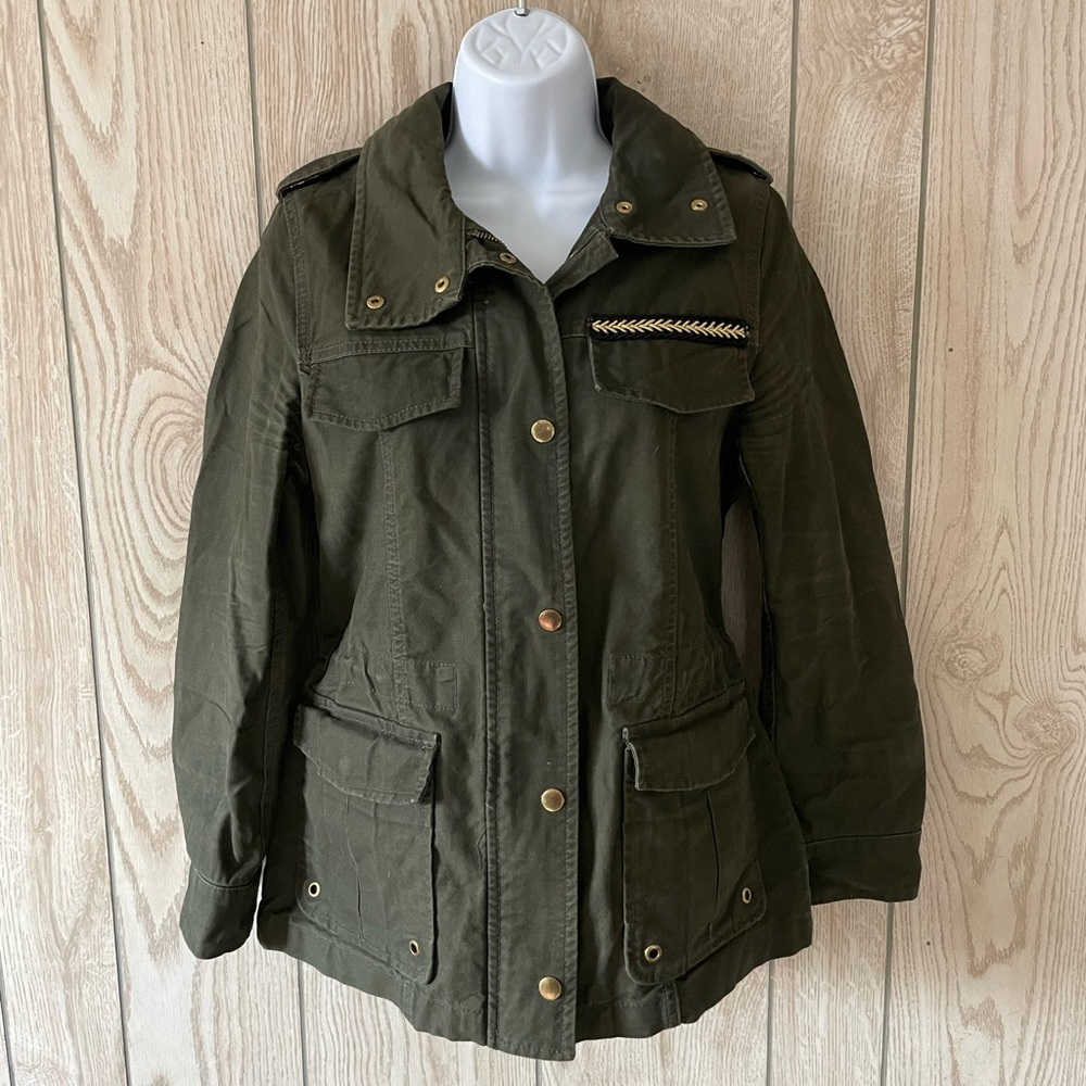 H&M Women’s Utility Jacket, Olive Green with Gold Accents, Women’s 6